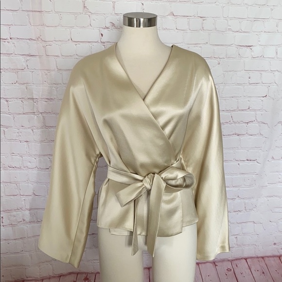 THE ROW Haki Satin light gold kimono top - Picture 5 of 9